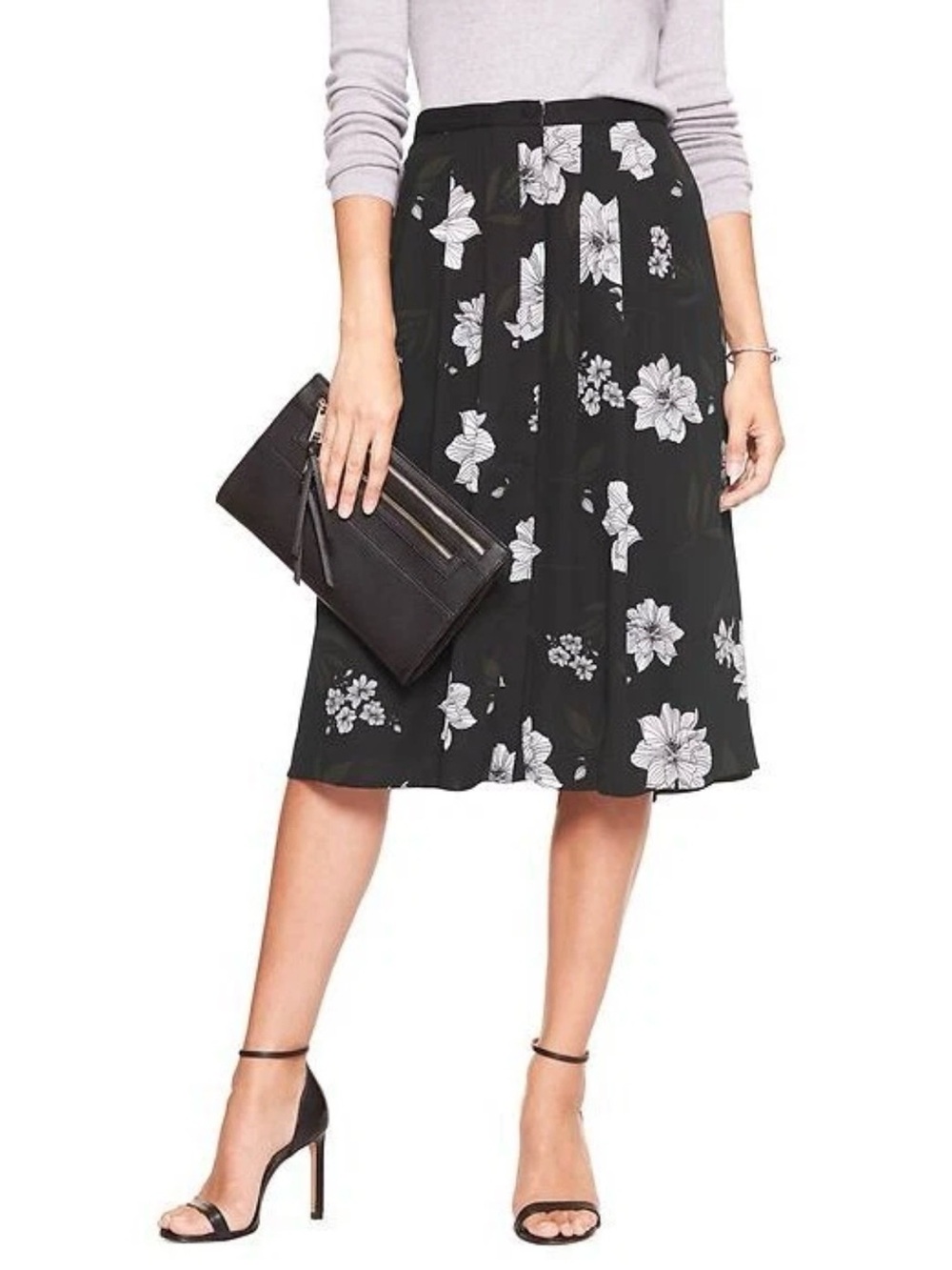 Banana Republic Floral Button Front layered Midi Skirt Size 4